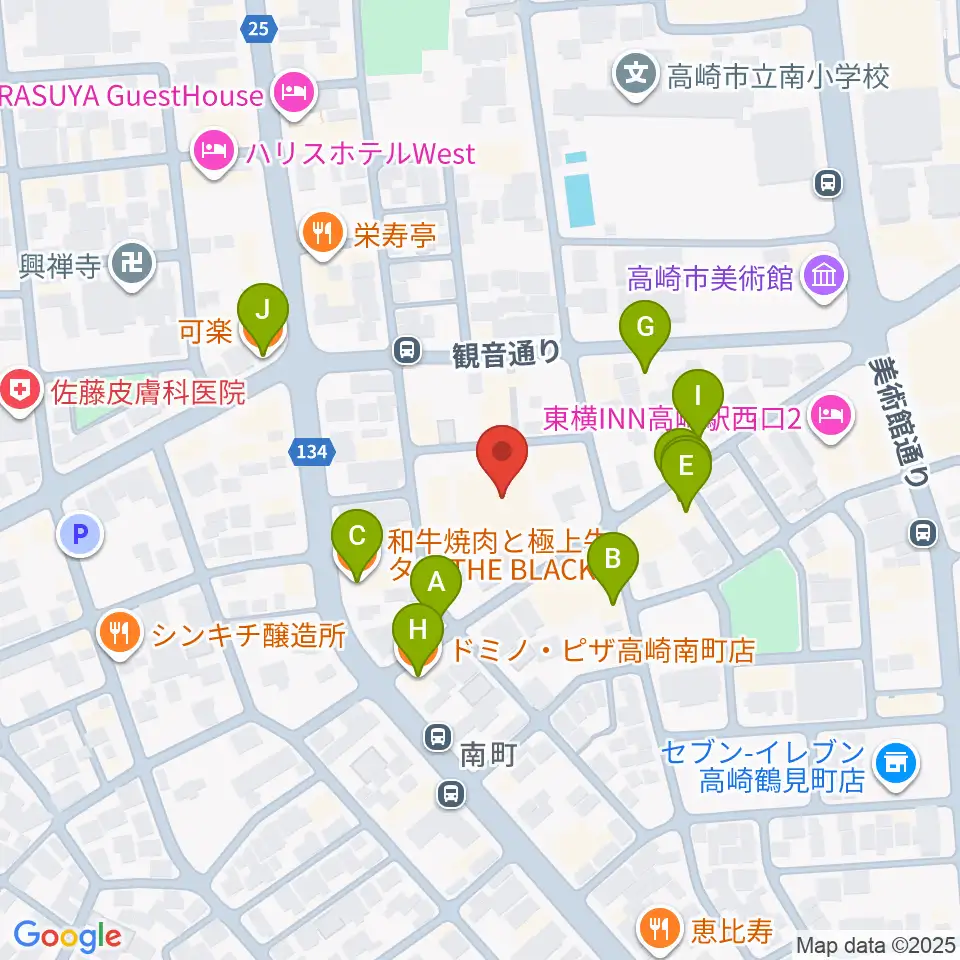 桐朋 子供のための音楽教室 高崎教室周辺のファミレス・ファーストフード一覧地図