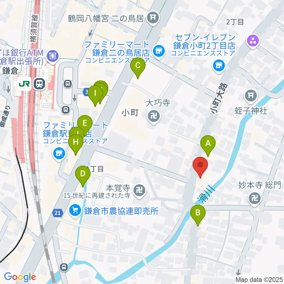 桐朋 子供のための音楽教室 鎌倉・横浜教室周辺のファミレス・ファーストフード一覧地図