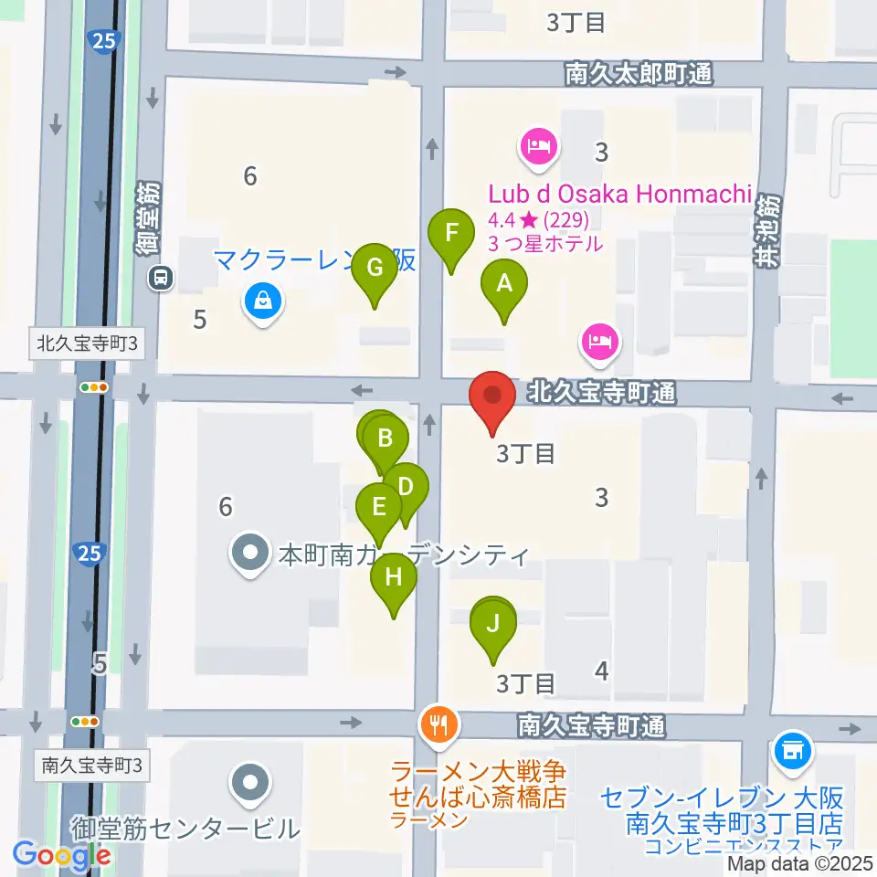 桐朋 子供のための音楽教室 大阪教室周辺のファミレス・ファーストフード一覧地図