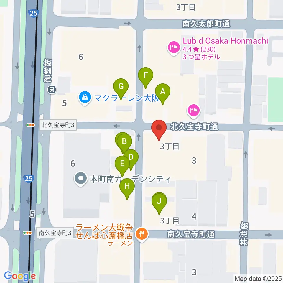 桐朋 子供のための音楽教室 大阪教室周辺のファミレス・ファーストフード一覧地図