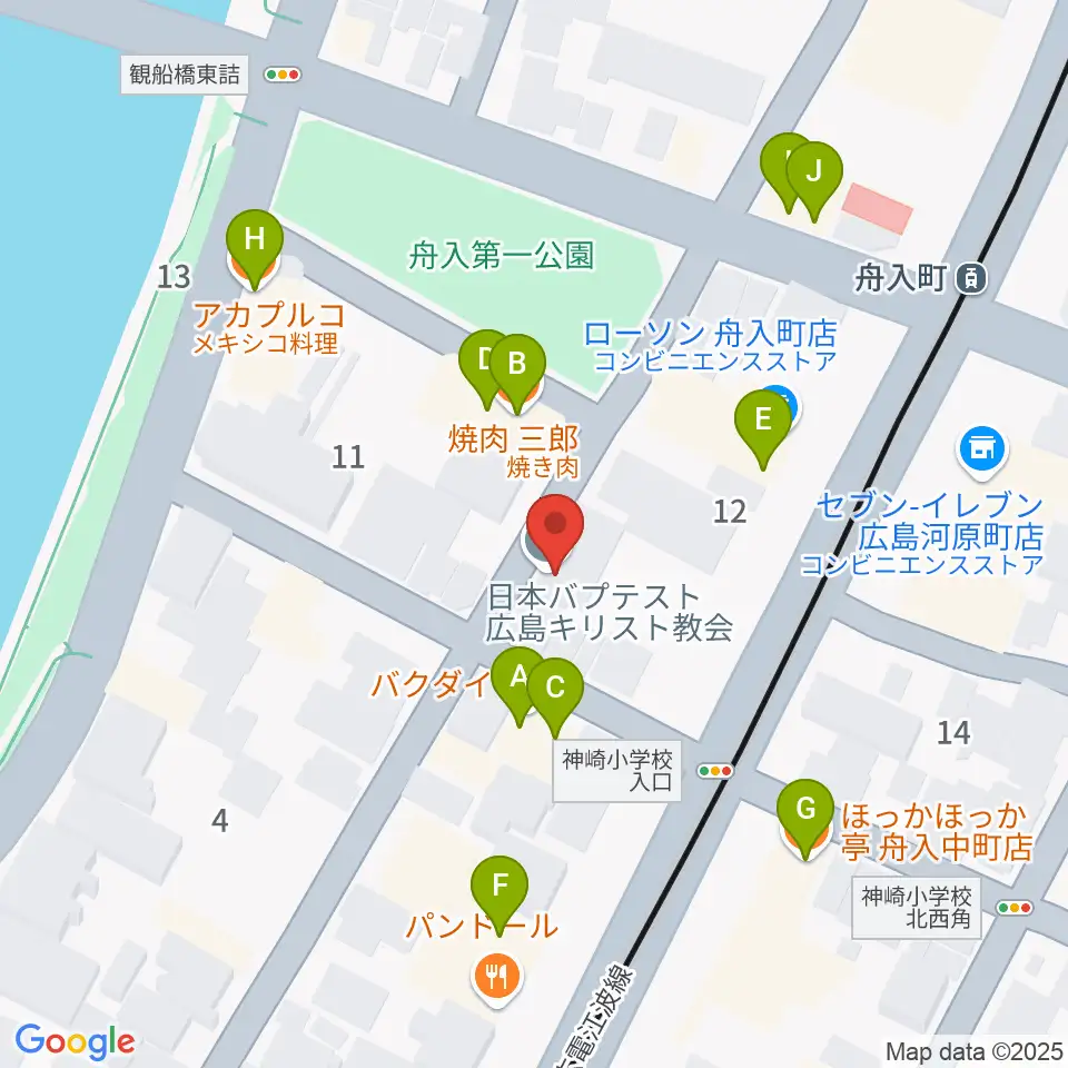 桐朋 子供のための音楽教室 広島教室周辺のファミレス・ファーストフード一覧地図