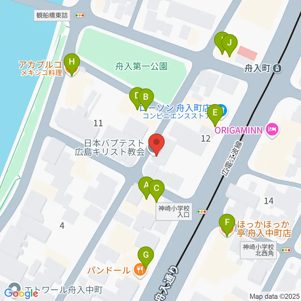 桐朋 子供のための音楽教室 広島教室周辺のファミレス・ファーストフード一覧地図