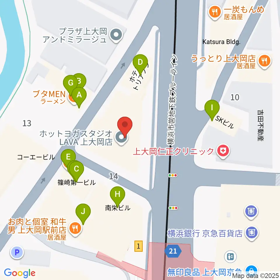 フレンド楽器 ソナーレ上大岡周辺のファミレス・ファーストフード一覧地図
