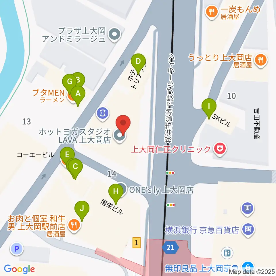 フレンド楽器 ソナーレ上大岡周辺のファミレス・ファーストフード一覧地図