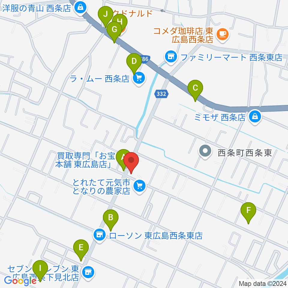 ハママツ楽器周辺のファミレス・ファーストフード一覧地図