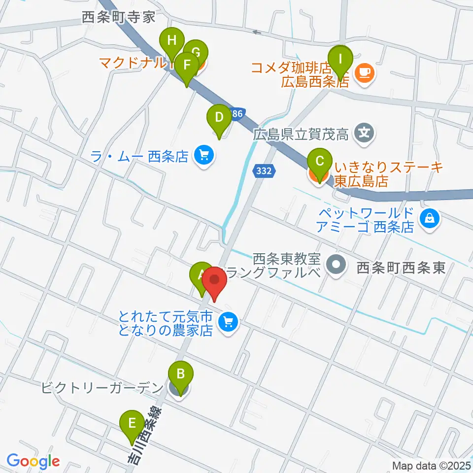 ハママツ楽器周辺のファミレス・ファーストフード一覧地図