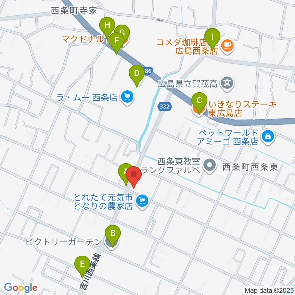 ハママツ楽器周辺のファミレス・ファーストフード一覧地図