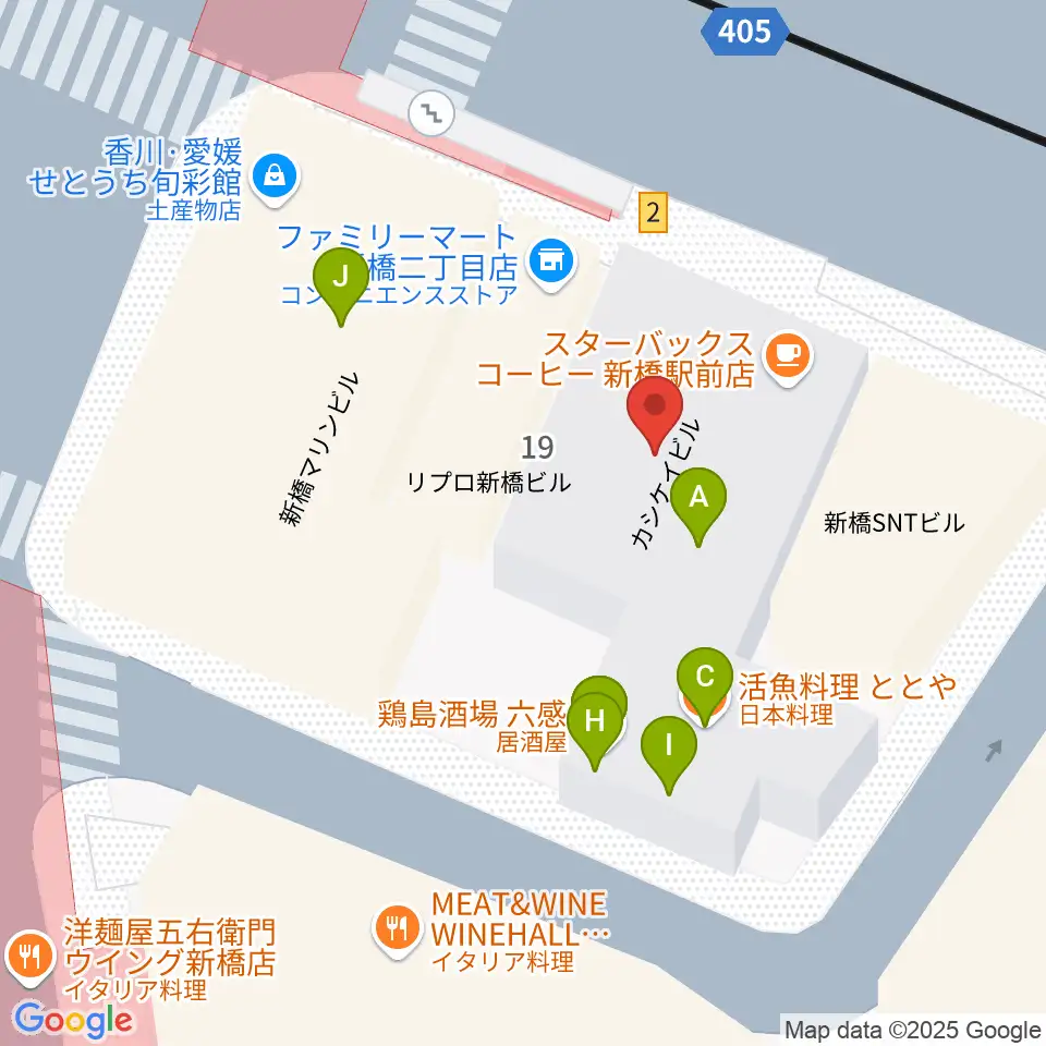 ミュージックアベニュー銀座アネックス周辺のファミレス・ファーストフード一覧地図