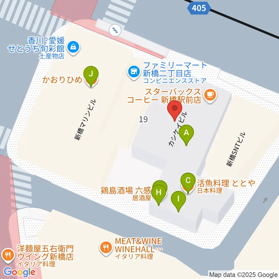 ミュージックアベニュー銀座アネックス周辺のファミレス・ファーストフード一覧地図