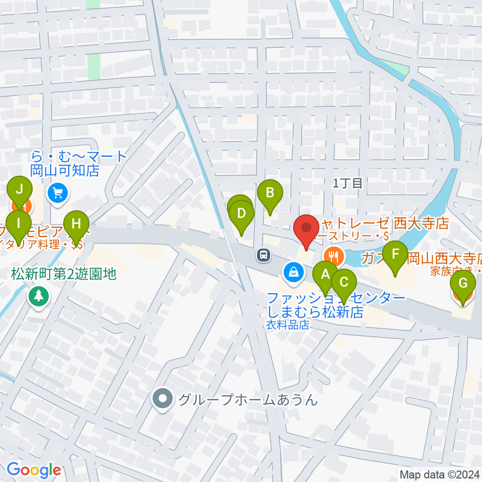 株式会社こだま楽器周辺のファミレス・ファーストフード一覧地図