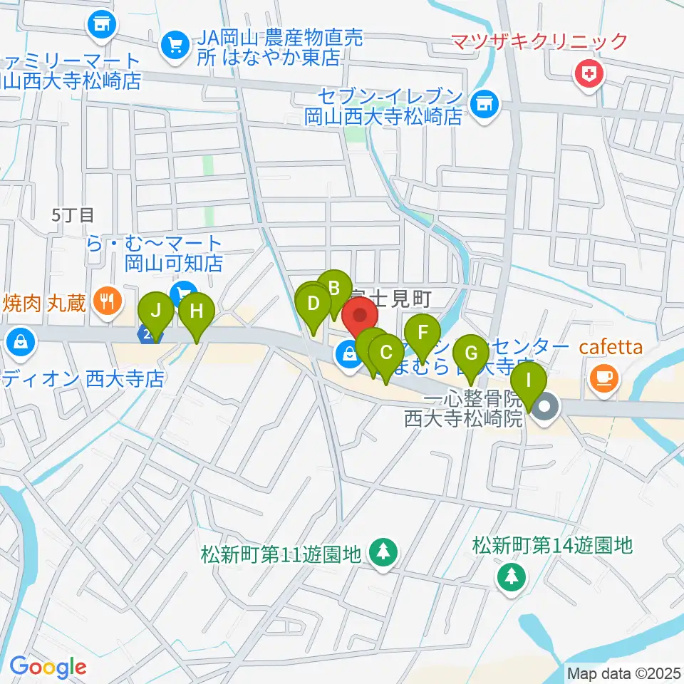 こだま楽器周辺のファミレス・ファーストフード一覧地図