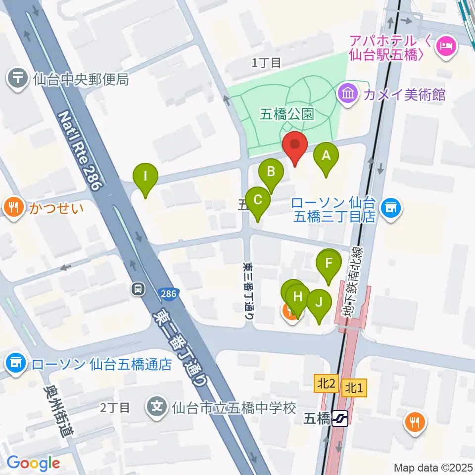 STUDIO B/2 五橋店周辺のファミレス・ファーストフード一覧地図