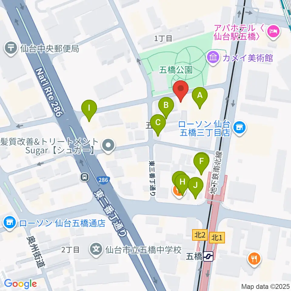 STUDIO B/2 五橋店周辺のファミレス・ファーストフード一覧地図