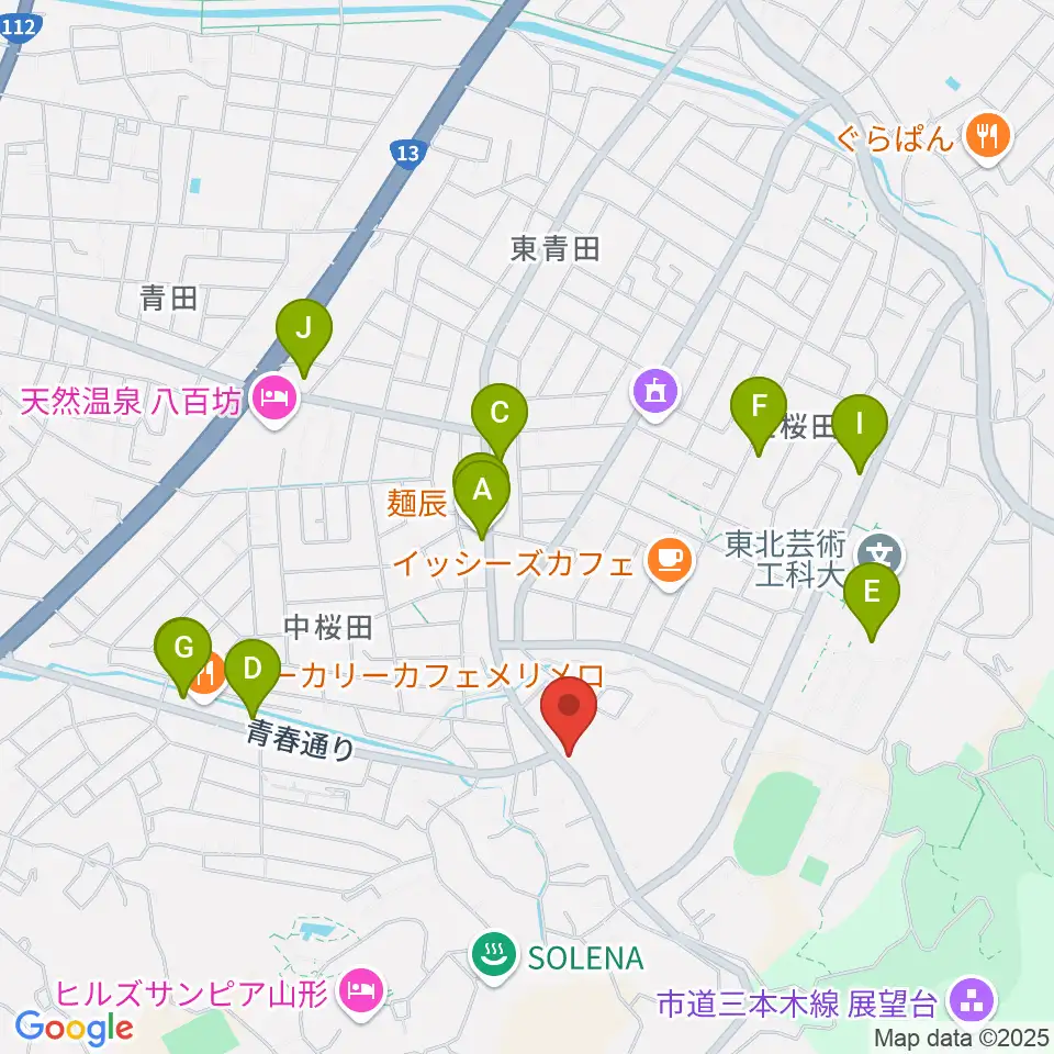 山形サンセットスタジオ周辺のファミレス・ファーストフード一覧地図