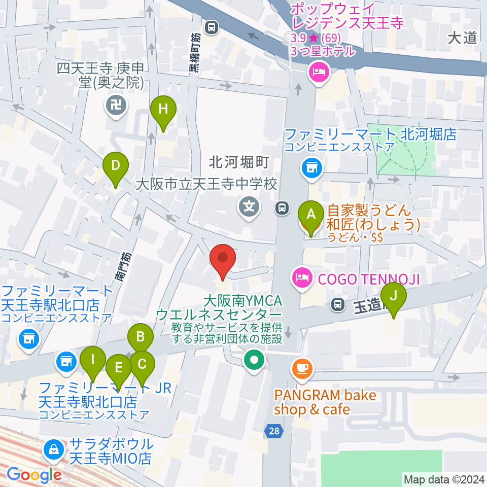 K's Music Lab ギター教室周辺のファミレス・ファーストフード一覧地図