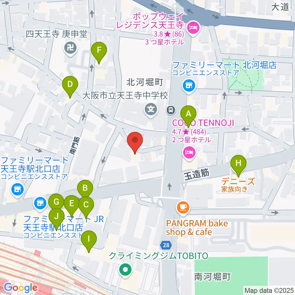 K's Music Lab ギター教室周辺のファミレス・ファーストフード一覧地図