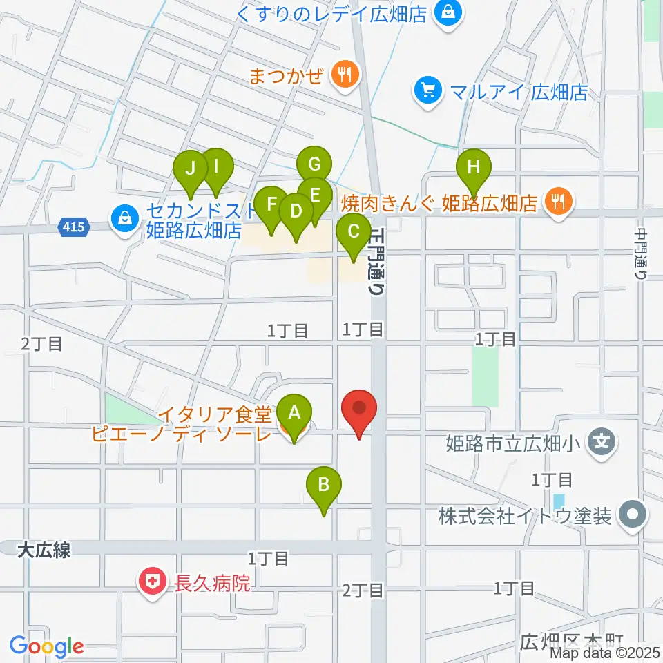 やぎ楽器 広畑店周辺のファミレス・ファーストフード一覧地図
