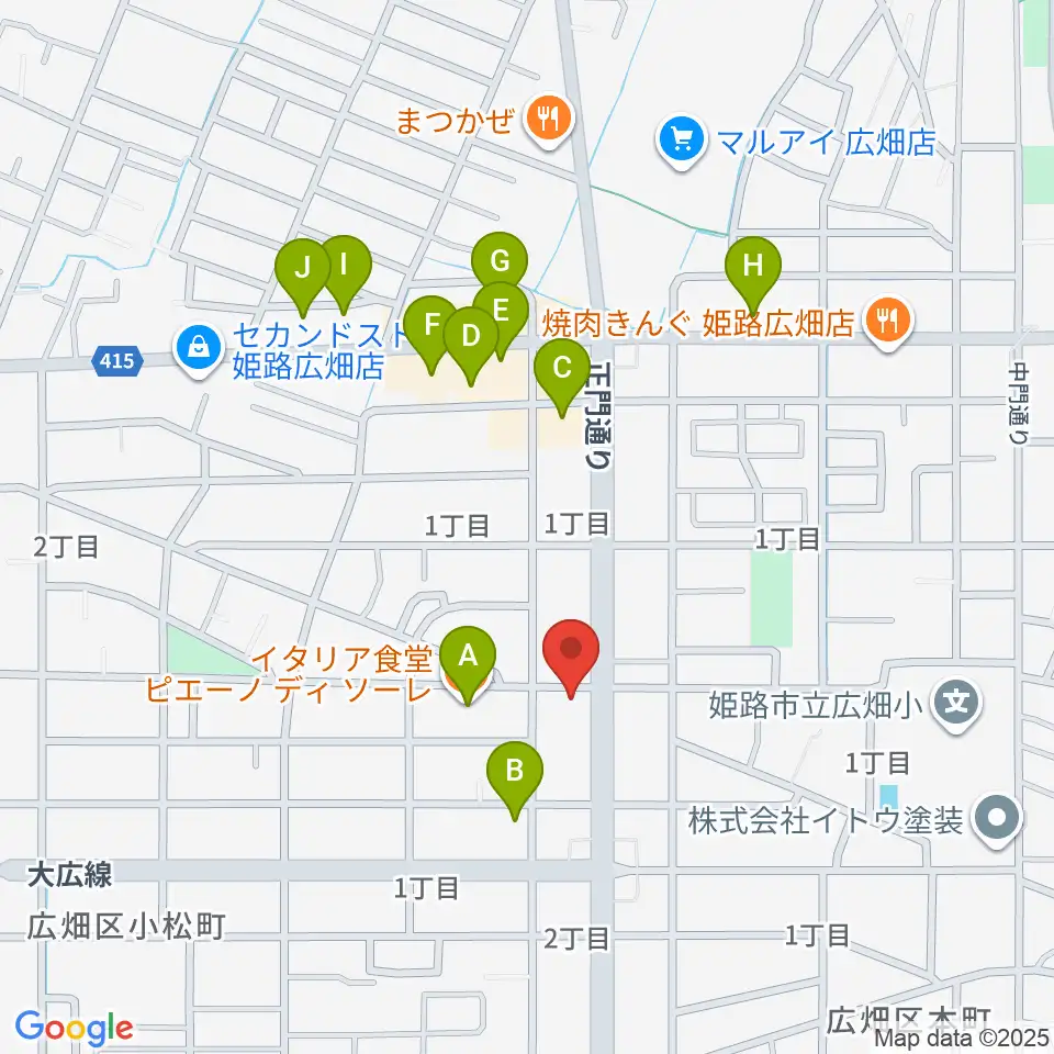 やぎ楽器 広畑店周辺のファミレス・ファーストフード一覧地図