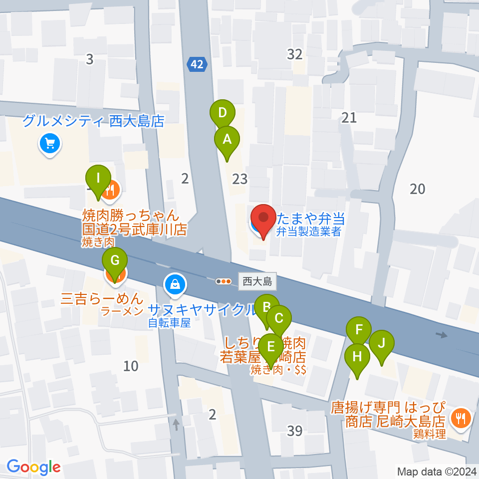 ライブスポットKURA 周辺のファミレス・ファーストフード一覧地図