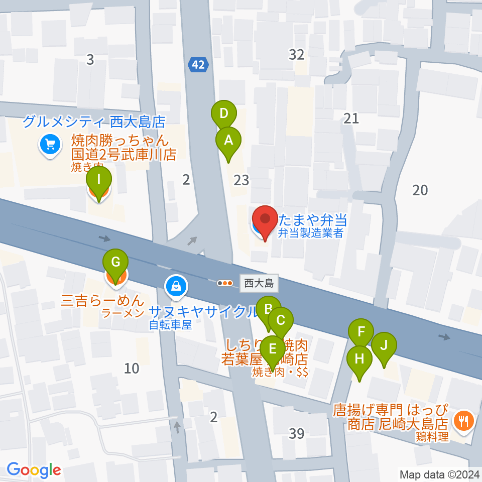 ライブスポットKURA 周辺のファミレス・ファーストフード一覧地図