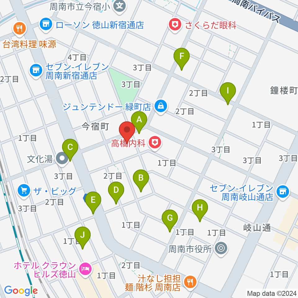 ポップス川上周南ピアノ館周辺のファミレス・ファーストフード一覧地図