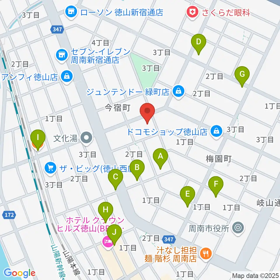 ポップス川上周南ピアノ館周辺のファミレス・ファーストフード一覧地図