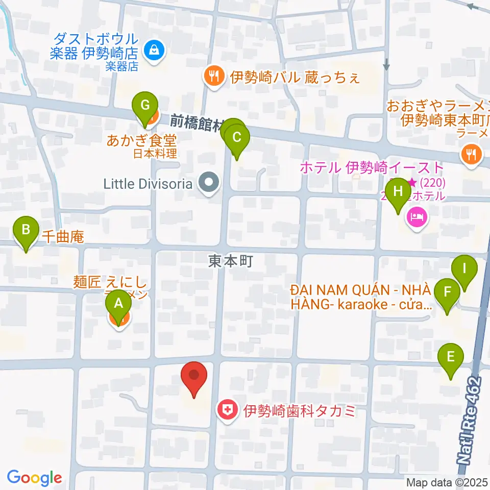 REFUGE Isesaki Studio周辺のファミレス・ファーストフード一覧地図