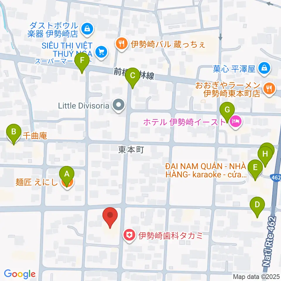 REFUGE Isesaki Studio周辺のファミレス・ファーストフード一覧地図