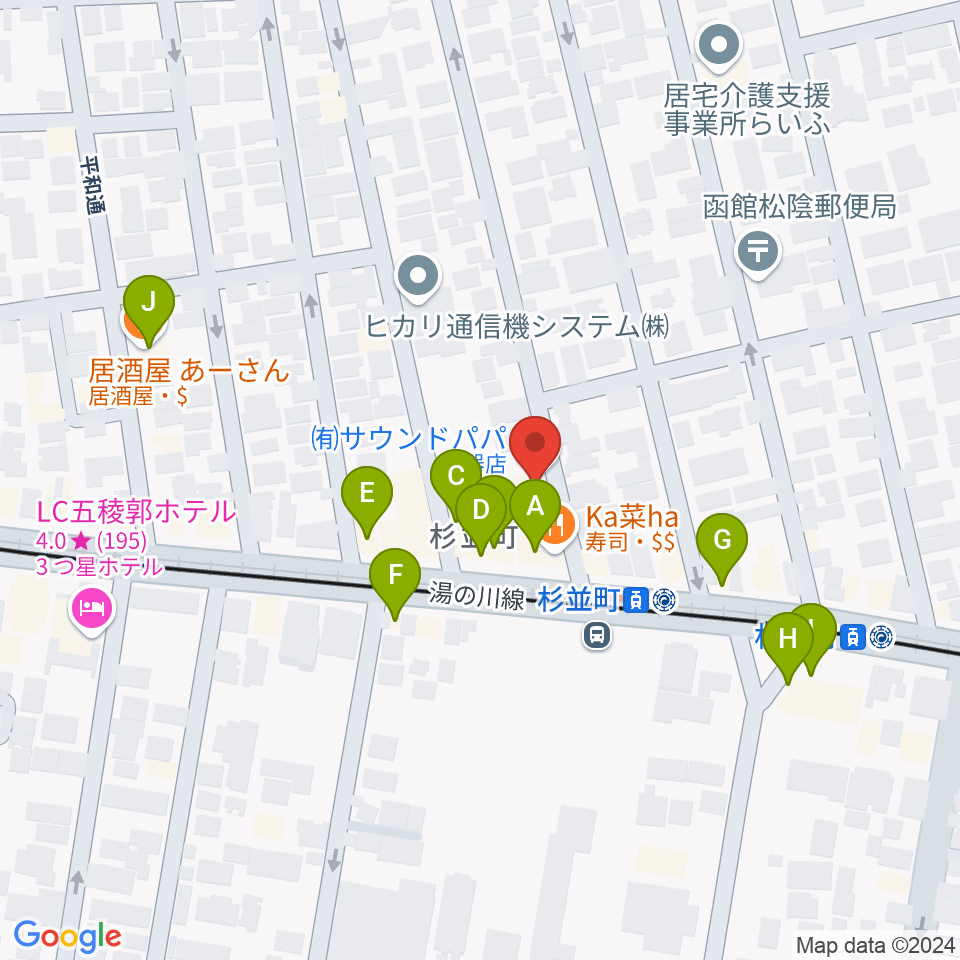 サウンドパパ周辺のファミレス・ファーストフード一覧地図