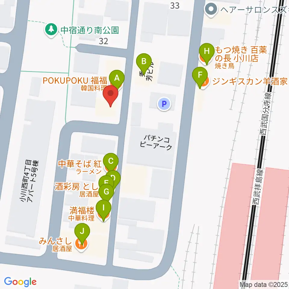 Studio M周辺のファミレス・ファーストフード一覧地図