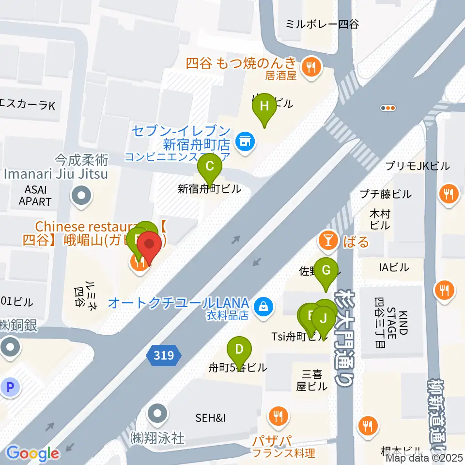 四谷三丁目メビウス周辺のファミレス・ファーストフード一覧地図