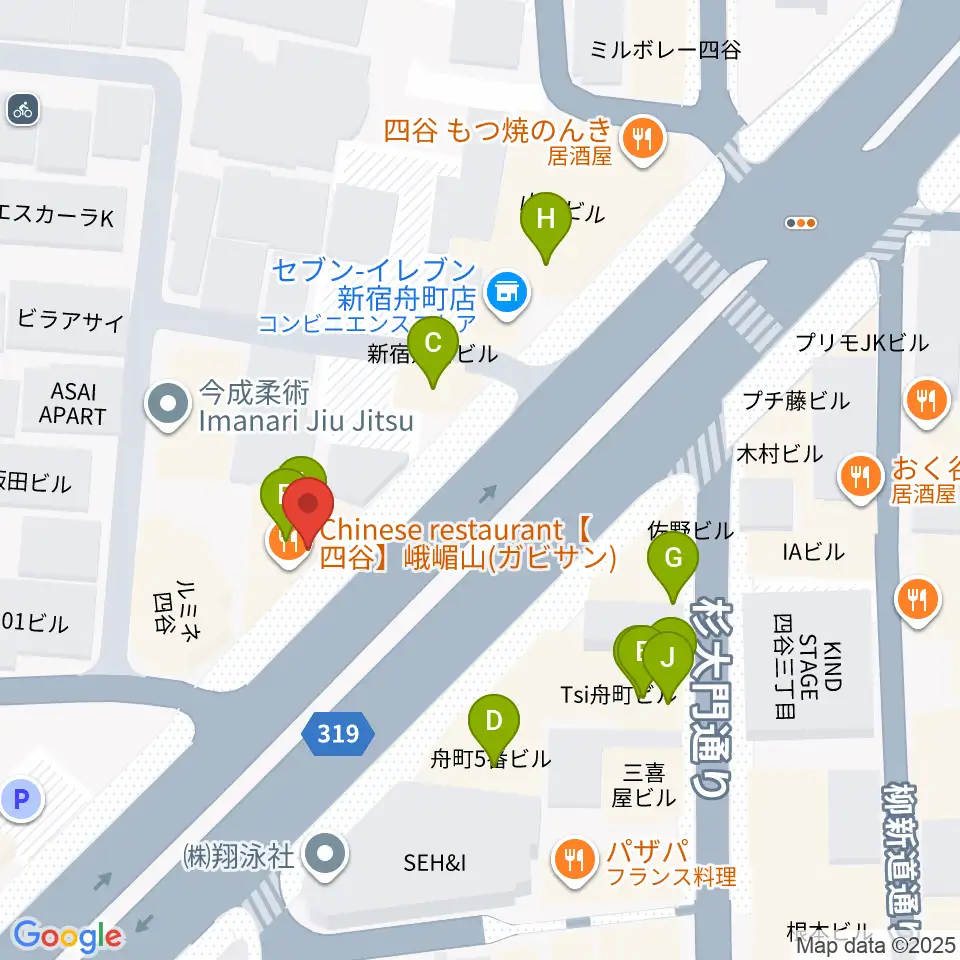四谷三丁目メビウス周辺のファミレス・ファーストフード一覧地図
