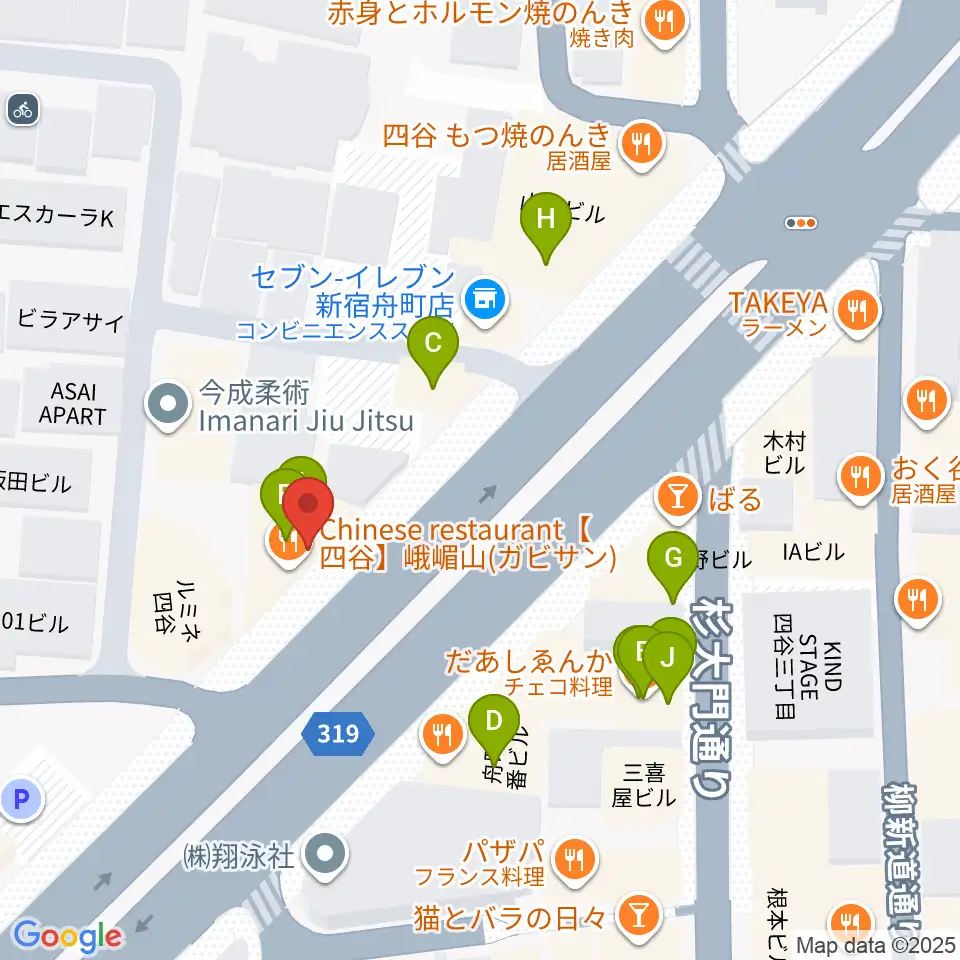 四谷三丁目メビウス周辺のファミレス・ファーストフード一覧地図