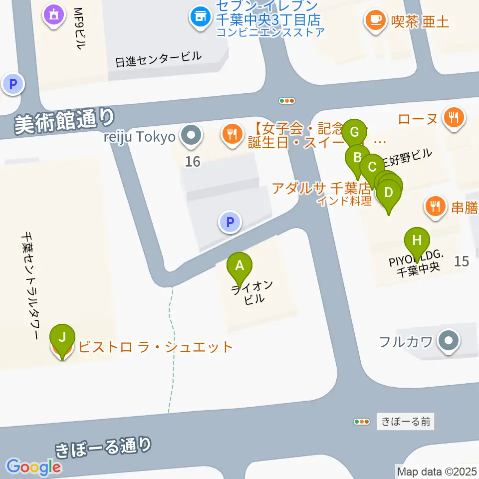 千葉スターナイト周辺のファミレス・ファーストフード一覧地図