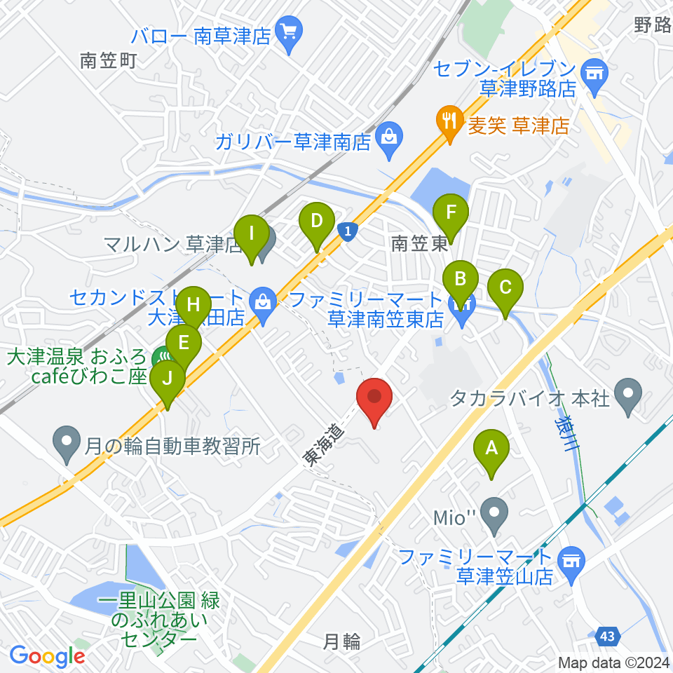 ライブスタジオL.Q.周辺のファミレス・ファーストフード一覧地図