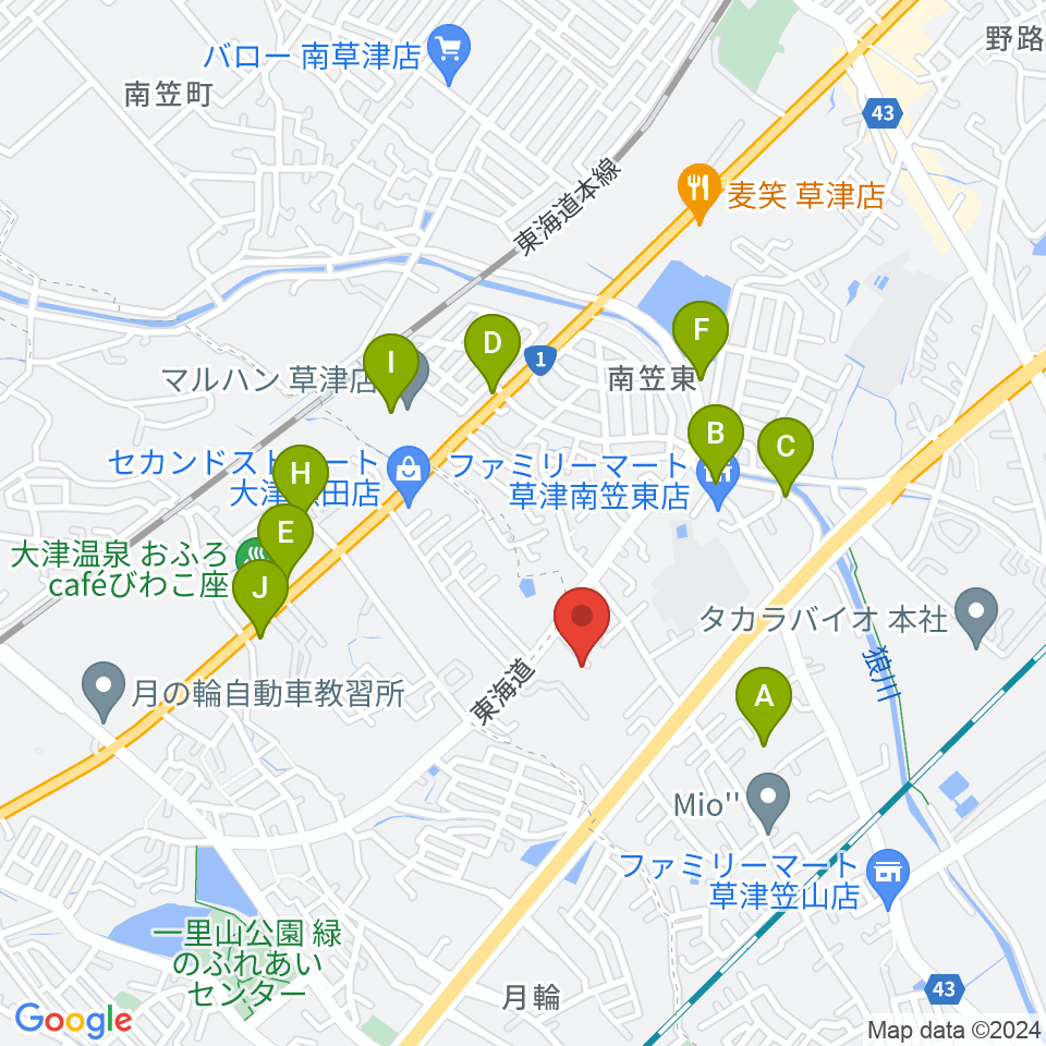 ライブスタジオL.Q.周辺のファミレス・ファーストフード一覧地図