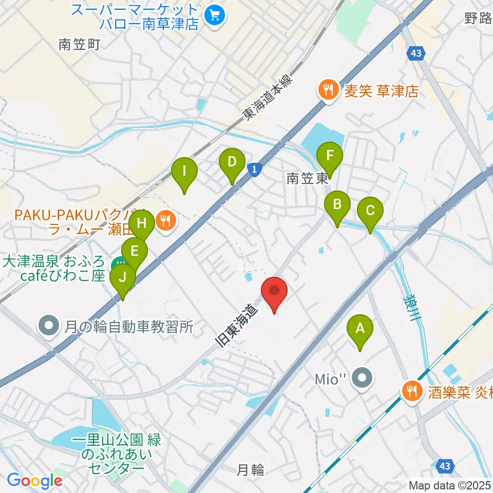 ライブスタジオL.Q.周辺のファミレス・ファーストフード一覧地図