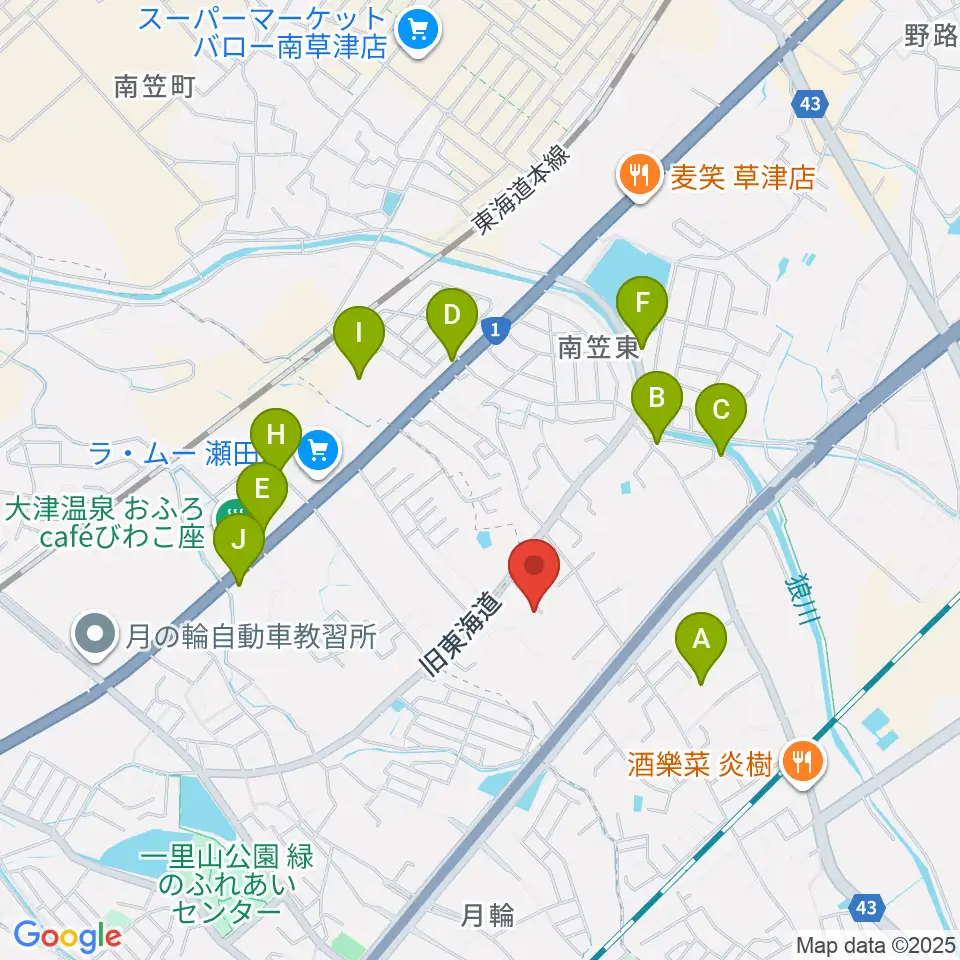 ライブスタジオL.Q.周辺のファミレス・ファーストフード一覧地図