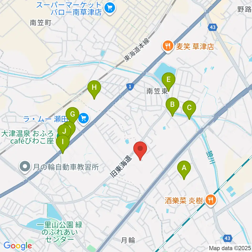 ライブスタジオL.Q.周辺のファミレス・ファーストフード一覧地図