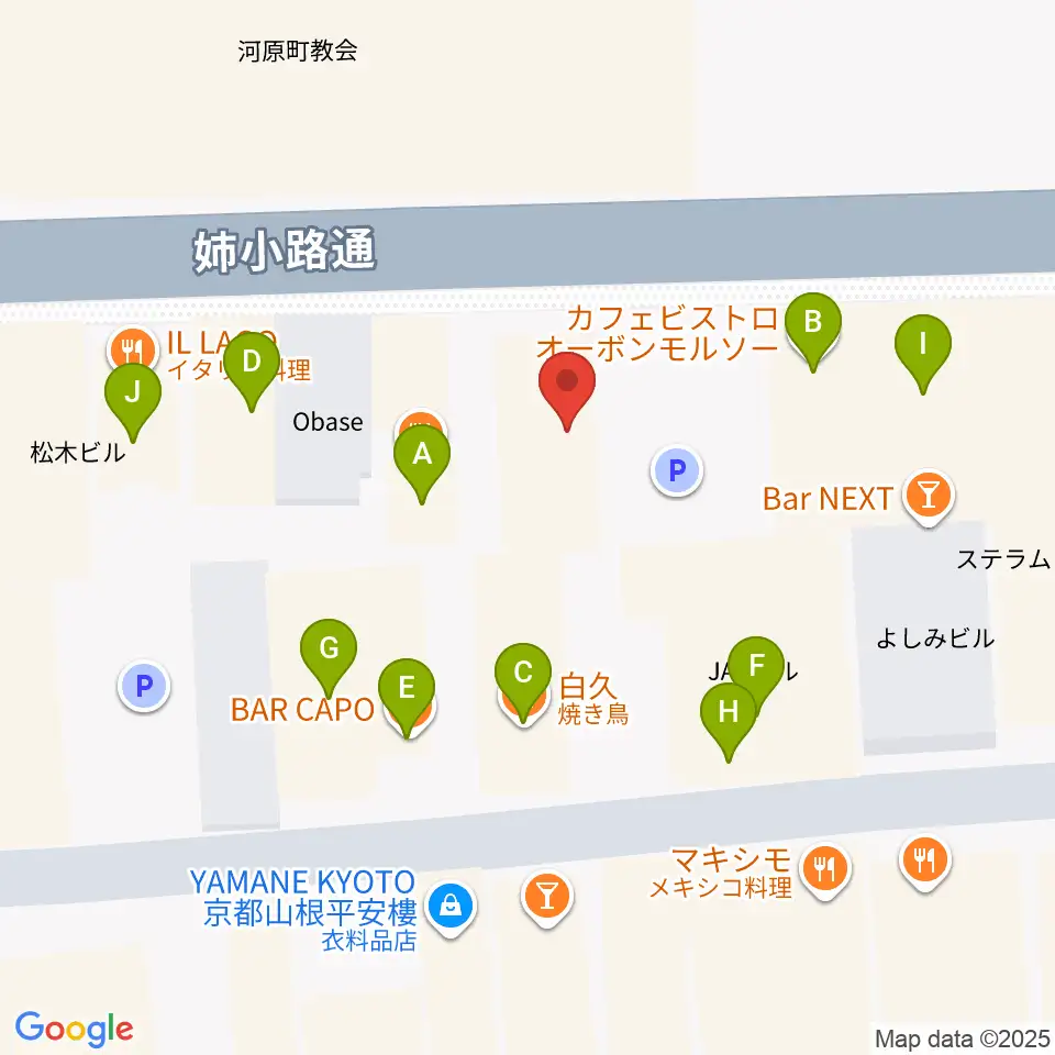 スタジオラグ河原町店周辺のファミレス・ファーストフード一覧地図