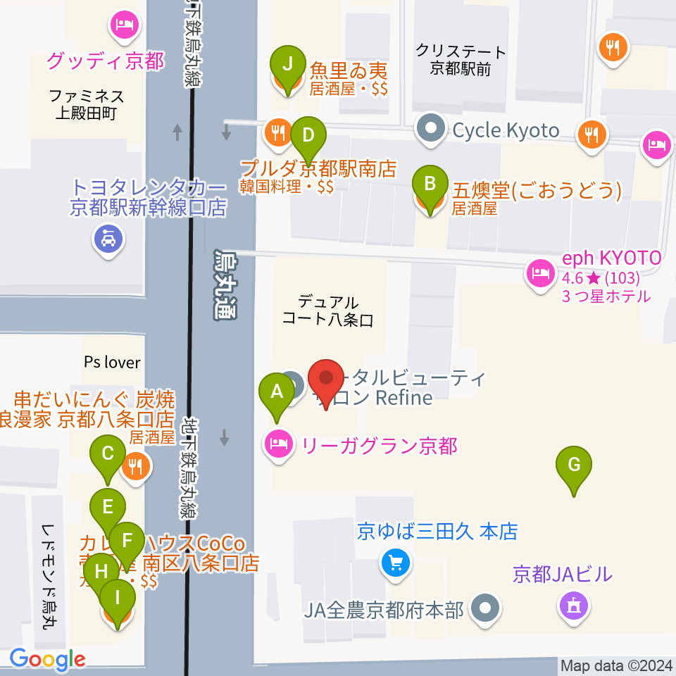 ノリキスタジオ周辺のファミレス・ファーストフード一覧地図