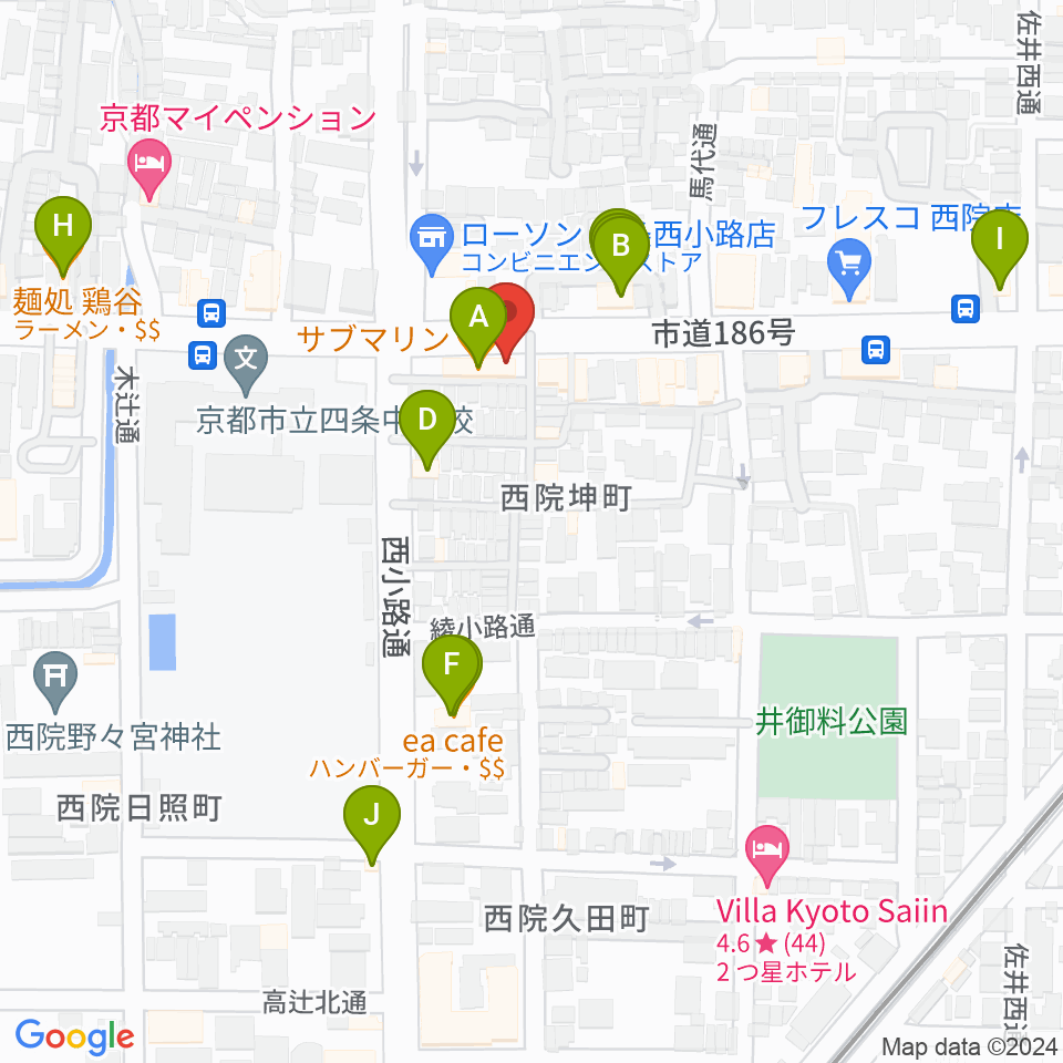 スタジオハナマウイOKUSHA周辺のファミレス・ファーストフード一覧地図