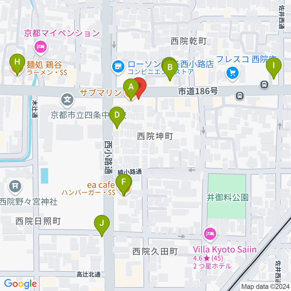 スタジオハナマウイOKUSHA周辺のファミレス・ファーストフード一覧地図