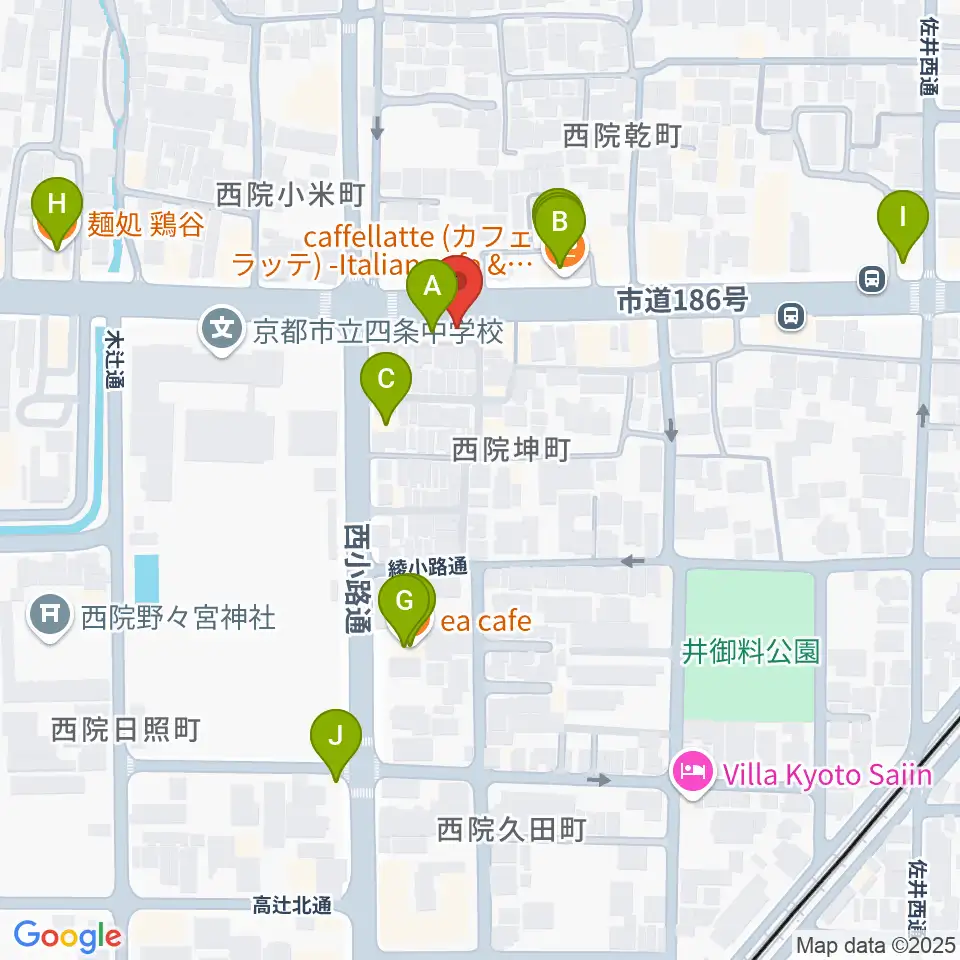 スタジオハナマウイOKUSHA周辺のファミレス・ファーストフード一覧地図