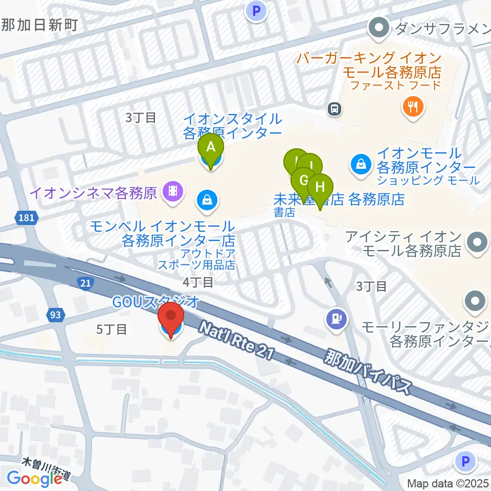 GOUスタジオ周辺のファミレス・ファーストフード一覧地図