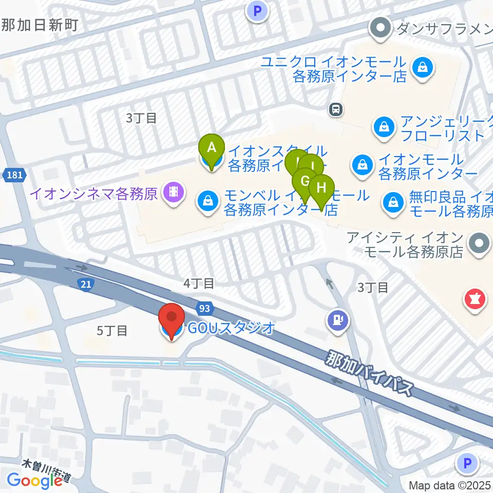 GOUスタジオ周辺のファミレス・ファーストフード一覧地図