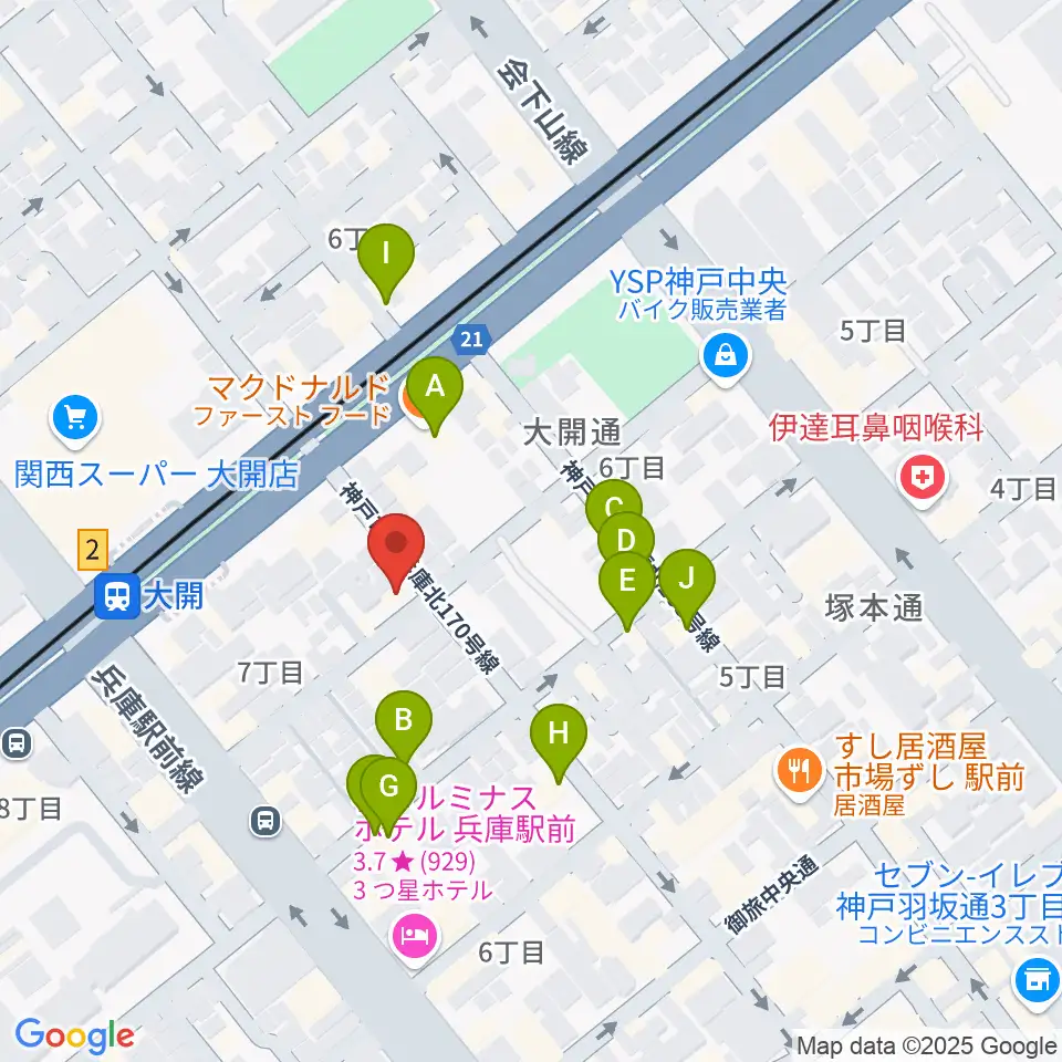 スタジオ ギンガムチェック周辺のファミレス・ファーストフード一覧地図
