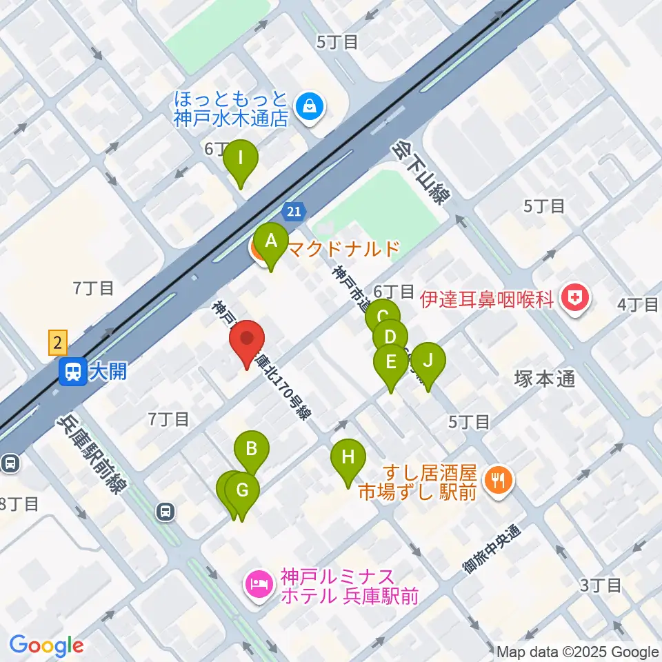 スタジオ ギンガムチェック周辺のファミレス・ファーストフード一覧地図