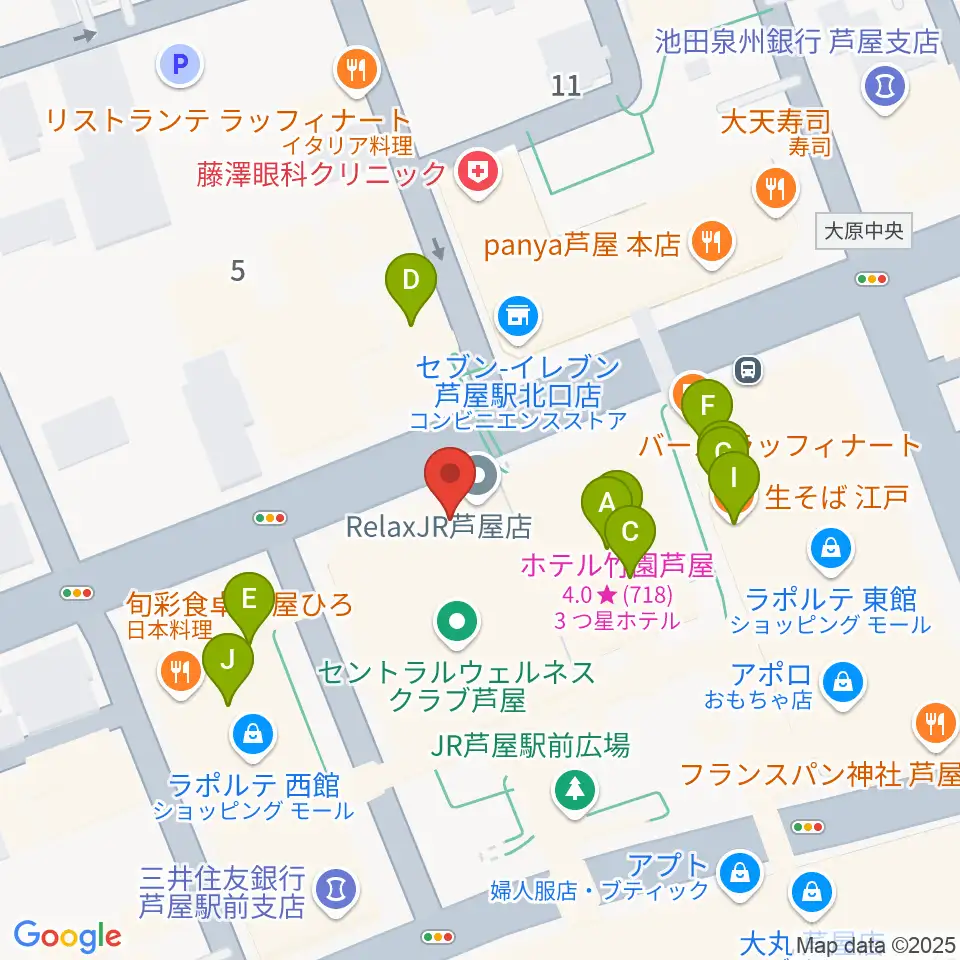 結城カルチャーセンター周辺のファミレス・ファーストフード一覧地図