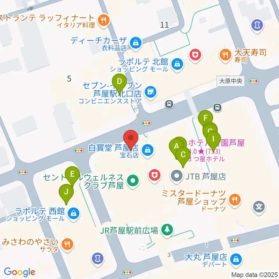 結城カルチャーセンター周辺のファミレス・ファーストフード一覧地図